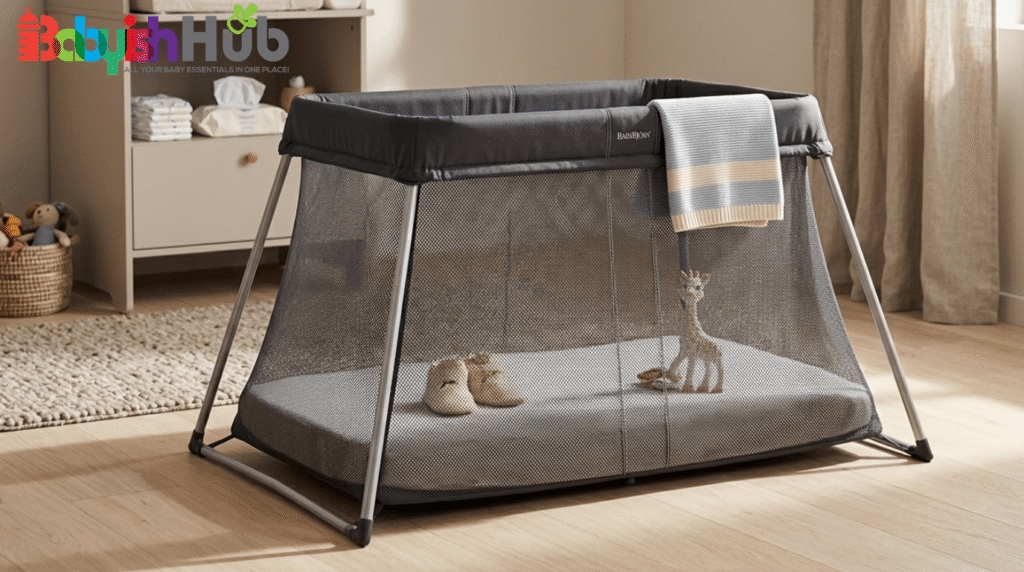 how to collapse baby bjorn travel crib