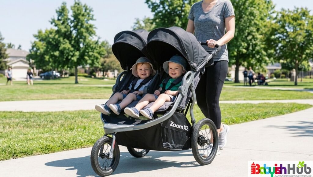 Double stroller for newborn and toddler